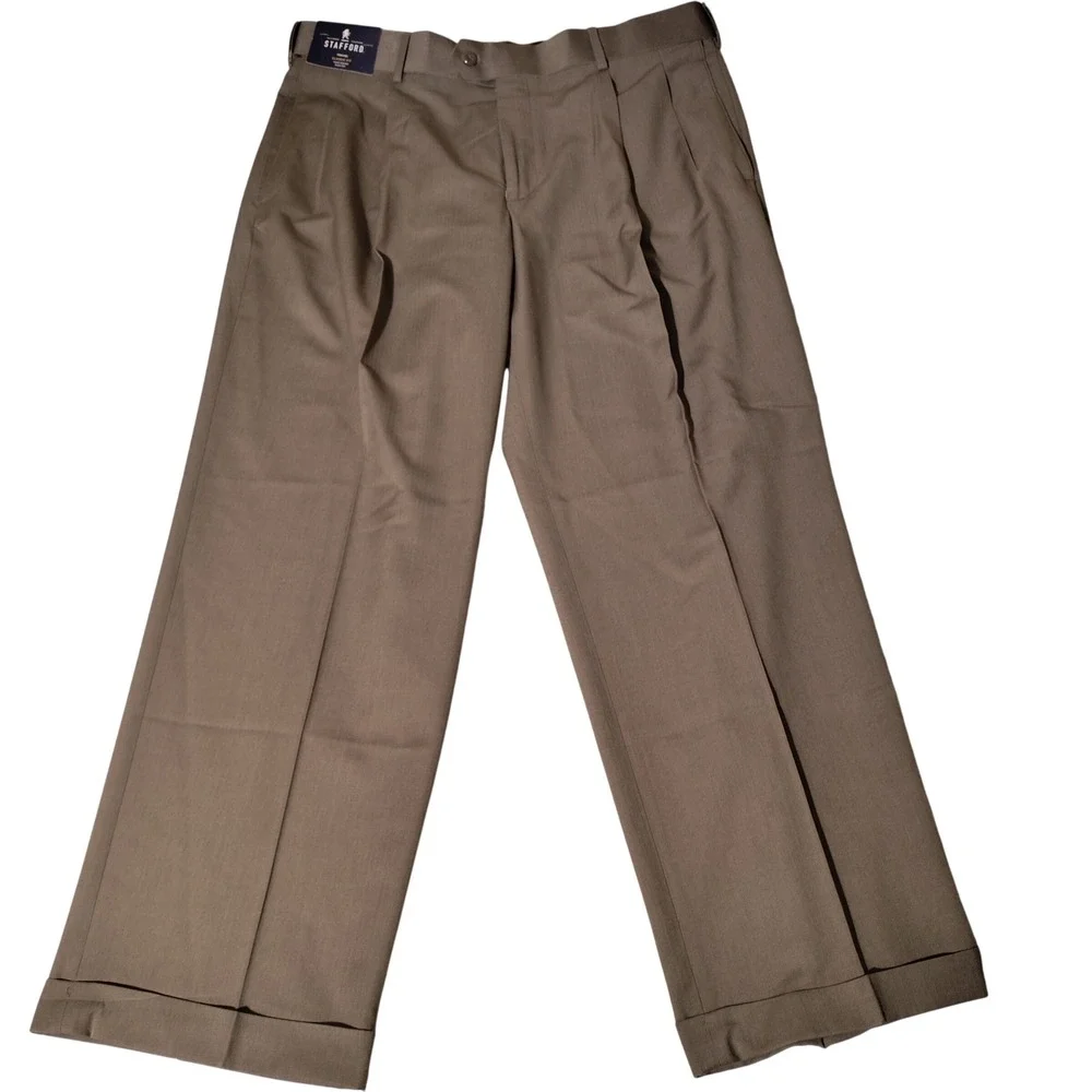 Stafford Travel Classic Fit Pleated Pants 38x29 (36